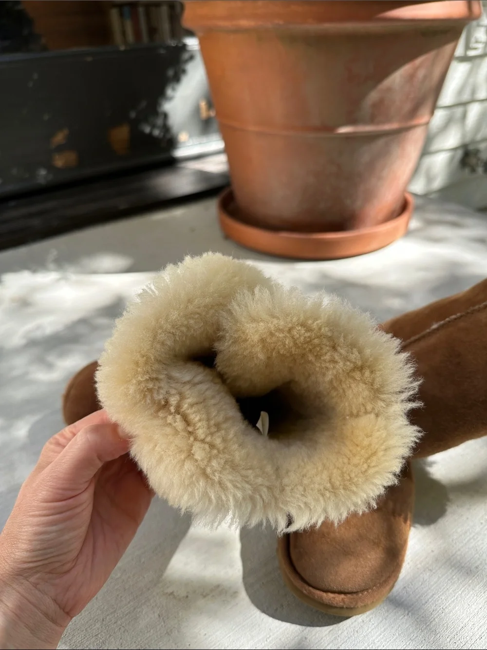UGG Kids Button-Detail Tall Boots in Chestnut Suede